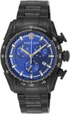 Buy Shop Versace V-Ray Chronograph Quartz Blue Dial Black Steel Strap Watch For Men - VE2I00521 USA Online