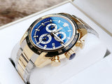 Buy Shop Versace V-Ray Chronograph Quartz Blue Dial Two Tone Steel Strap Watch For Men - VE2I01021 USA Online