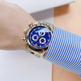 Buy Shop Versace V-Ray Chronograph Quartz Blue Dial Two Tone Steel Strap Watch For Men - VE2I01021 USA Online