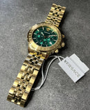 Buy Shop Versace V-Ray Chronograph Quartz Green Dial Gold Steel Strap Watch For Men - VE2I00621 USA Online