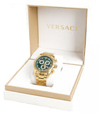 Buy Shop Versace V-Ray Chronograph Quartz Green Dial Gold Steel Strap Watch For Men - VE2I00621 USA Online