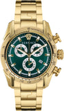 Buy Shop Versace V-Ray Chronograph Quartz Green Dial Gold Steel Strap Watch For Men - VE2I00621 USA Online