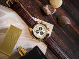 Buy Shop Versace V-Ray Chronograph Quartz White Dial Brown Leather Strap Watch For Men - VE2I00221 USA Online