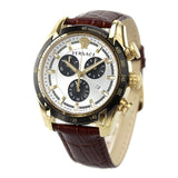 Buy Shop Versace V-Ray Chronograph Quartz White Dial Brown Leather Strap Watch For Men - VE2I00221 USA Online