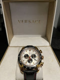 Buy Shop Versace V-Ray Chronograph White Dial Black Leather Strap Watch for Men - VDB040014 USA Online