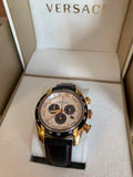Buy Shop Versace V-Ray Chronograph White Dial Black Leather Strap Watch for Men - VDB040014 USA Online