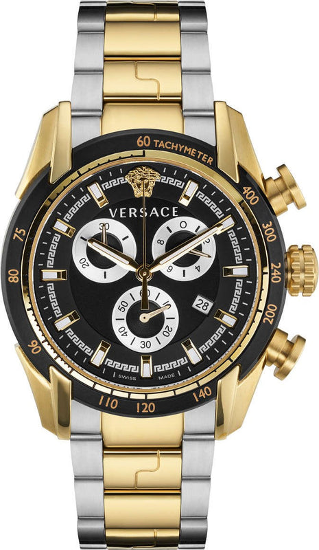 Buy Shop Versace V-Ray Chronograph Black Dial Two Tone Steel Strap Watch For Men - VE2I00421 USA Online