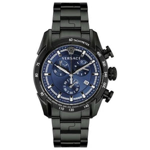 Buy Shop Versace V-Ray Chronograph Quartz Blue Dial Black Steel Strap Watch For Men - VE2I00521 USA Online