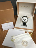 Buy Shop Versace V-Ray Quartz Silver Dial Black Leather Strap Watch for Men - VDB010014 USA Online