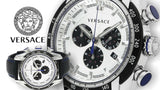 Buy Shop Versace V-Ray Quartz Silver Dial Black Leather Strap Watch for Men - VDB010014 USA Online