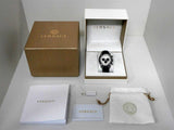 Buy Shop Versace V-Ray Quartz Silver Dial Black Leather Strap Watch for Men - VDB010014 USA Online
