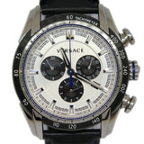 Buy Shop Versace V-Ray Quartz Silver Dial Black Leather Strap Watch for Men - VDB010014 USA Online