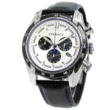 Buy Shop Versace V-Ray Quartz Silver Dial Black Leather Strap Watch for Men - VDB010014 USA Online