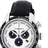 Buy Shop Versace V-Ray Quartz Silver Dial Black Leather Strap Watch for Men - VDB010014 USA Online