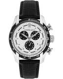 Buy Shop Versace V-Ray Quartz Silver Dial Black Leather Strap Watch for Men - VDB010014 USA Online