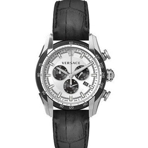 Buy Shop Versace V-Ray Quartz Silver Dial Black Leather Strap Watch for Men - VDB010014 USA Online