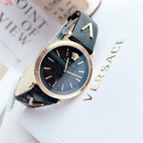 Buy Shop Versace V-Twist Black Dial Black Leather Strap Watch for Women - VELS00619 USA Online