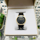 Buy Shop Versace V-Twist Black Dial Black Leather Strap Watch for Women - VELS00619 USA Online
