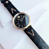 Buy Shop Versace V-Twist Black Dial Black Leather Strap Watch for Women - VELS00619 USA Online
