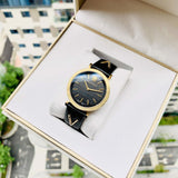 Buy Shop Versace V-Twist Black Dial Black Leather Strap Watch for Women - VELS00619 USA Online