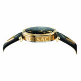 Buy Shop Versace V-Twist Black Dial Black Leather Strap Watch for Women - VELS00619 USA Online