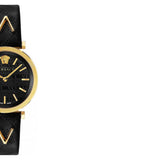 Buy Shop Versace V-Twist Black Dial Black Leather Strap Watch for Women - VELS00619 USA Online