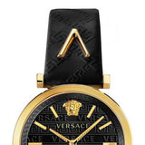 Buy Shop Versace V-Twist Black Dial Black Leather Strap Watch for Women - VELS00619 USA Online