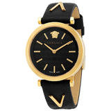 Buy Shop Versace V-Twist Black Dial Black Leather Strap Watch for Women - VELS00619 USA Online