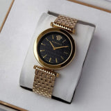 Buy Shop Versace V-Twist Black Dial Gold Mesh Bracelet Watch for Women - VELS00819 USA Online