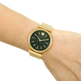 Buy Shop Versace V-Twist Black Dial Gold Mesh Bracelet Watch for Women - VELS00819 USA Online