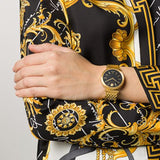 Buy Shop Versace V-Twist Black Dial Gold Mesh Bracelet Watch for Women - VELS00819 USA Online