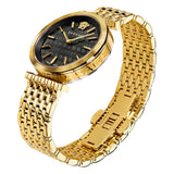 Buy Shop Versace V-Twist Black Dial Gold Mesh Bracelet Watch for Women - VELS00819 USA Online