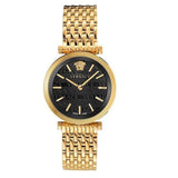 Buy Shop Versace V-Twist Black Dial Gold Mesh Bracelet Watch for Women - VELS00819 USA Online