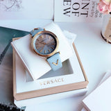 Buy Shop Versace V-Twist Blue Dial Blue Leather Strap Watch for Women - VELS00319 USA Online