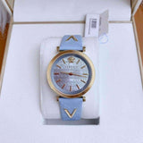 Buy Shop Versace V-Twist Blue Dial Blue Leather Strap Watch for Women - VELS00319 USA Online