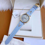 Buy Shop Versace V-Twist Blue Dial Blue Leather Strap Watch for Women - VELS00319 USA Online