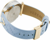 Buy Shop Versace V-Twist Blue Dial Blue Leather Strap Watch for Women - VELS00319 USA Online