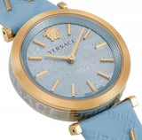 Buy Shop Versace V-Twist Blue Dial Blue Leather Strap Watch for Women - VELS00319 USA Online
