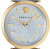 Buy Shop Versace V-Twist Blue Dial Blue Leather Strap Watch for Women - VELS00319 USA Online