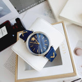Buy Shop Versace V-Twist Quartz Blue Dial Blue Leather Strap Watch for Women - VELS00119 USA Online