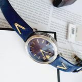 Buy Shop Versace V-Twist Quartz Blue Dial Blue Leather Strap Watch for Women - VELS00119 USA Online