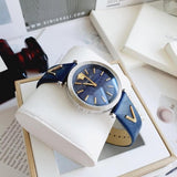 Buy Shop Versace V-Twist Quartz Blue Dial Blue Leather Strap Watch for Women - VELS00119 USA Online