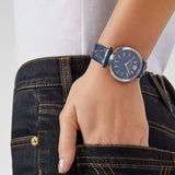Buy Shop Versace V-Twist Quartz Blue Dial Blue Leather Strap Watch for Women - VELS00119 USA Online