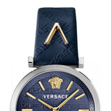 Buy Shop Versace V-Twist Quartz Blue Dial Blue Leather Strap Watch for Women - VELS00119 USA Online
