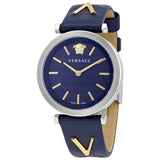 Buy Shop Versace V-Twist Quartz Blue Dial Blue Leather Strap Watch for Women - VELS00119 USA Online