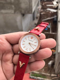 Buy Shop Versace V-Twist Silver Dial Red Leather Strap Watch for for Women - VELS00519 USA Online
