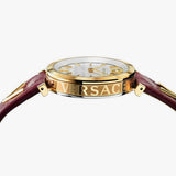 Buy Shop Versace V-Twist Silver Dial Red Leather Strap Watch for for Women - VELS00519 USA Online
