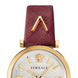 Buy Shop Versace V-Twist Silver Dial Red Leather Strap Watch for for Women - VELS00519 USA Online