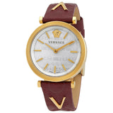 Buy Shop Versace V-Twist Silver Dial Red Leather Strap Watch for for Women - VELS00519 USA Online