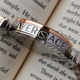 Buy Shop Versace V-Twist White Dial Two Tone Mesh Bracelet Watch for Women - VELS00719 USA Online